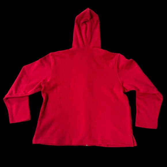 Quacker Factory Red Snowflake Zip Up Hoodie Jacket XL Christmas Embellished - Picture 3 of 9